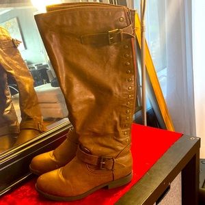 Womens Size 7 1/2 Wide Calf Riding Boots Brown